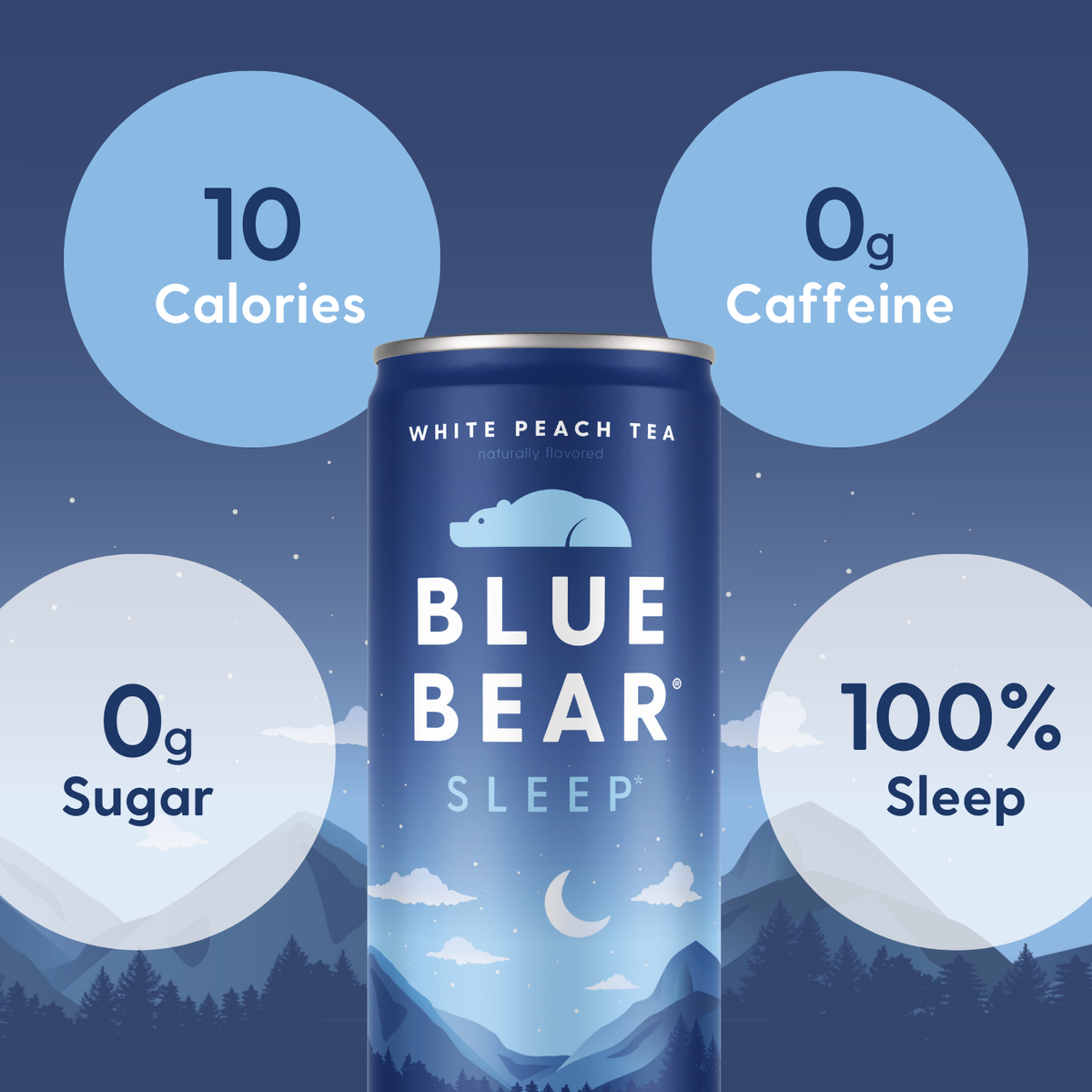 Blue Bear Sleep Drink - White Peach Tea for Natural Sleep Support
