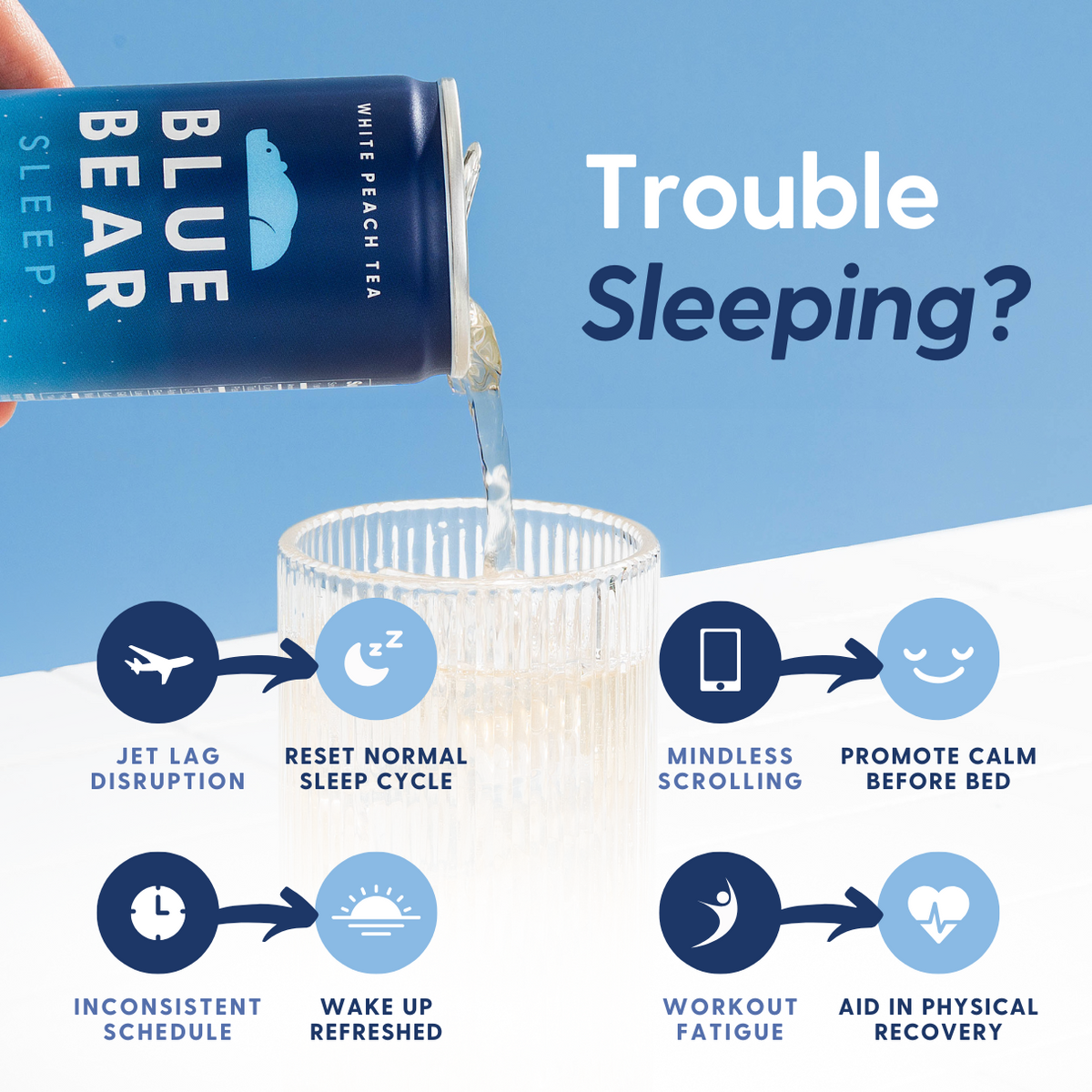 Blue Bear Sleep Drink - White Peach Tea for Natural Sleep Support